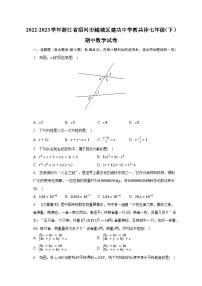 2022-2023学年浙江省绍兴市越城区建功中学教共体七年级（下）期中数学试卷（含解析）