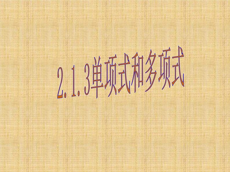 2.1.3单项式和多项式课件2022-2023学年沪科版七年级数学上册01