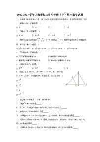 2022-2023学年上海市虹口区八年级（下）期末数学试卷