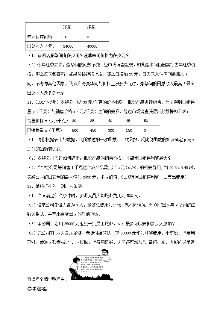 人教版数学九年级上册《实际问题与二次函数》第二课时利润问题 练习第3页