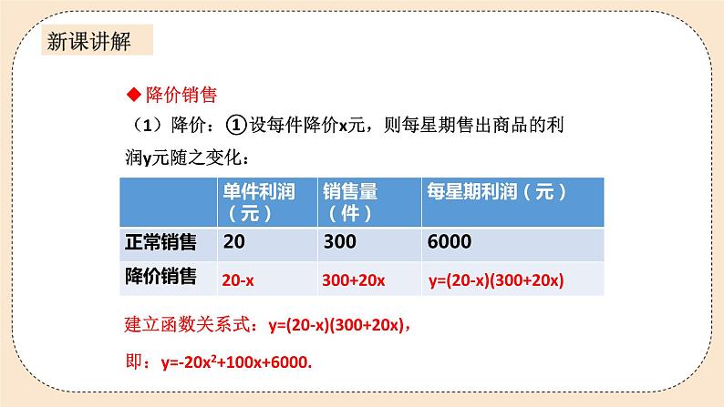 人教版数学九年级上册《实际问题与二次函数》第二课时利润问题 课件第6页