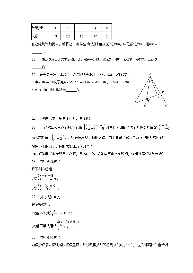 2022-2023学年黑龙江省哈尔滨市南岗区萧红中学七年级（下）期末数学试卷（五四学制）（含解析）第3页