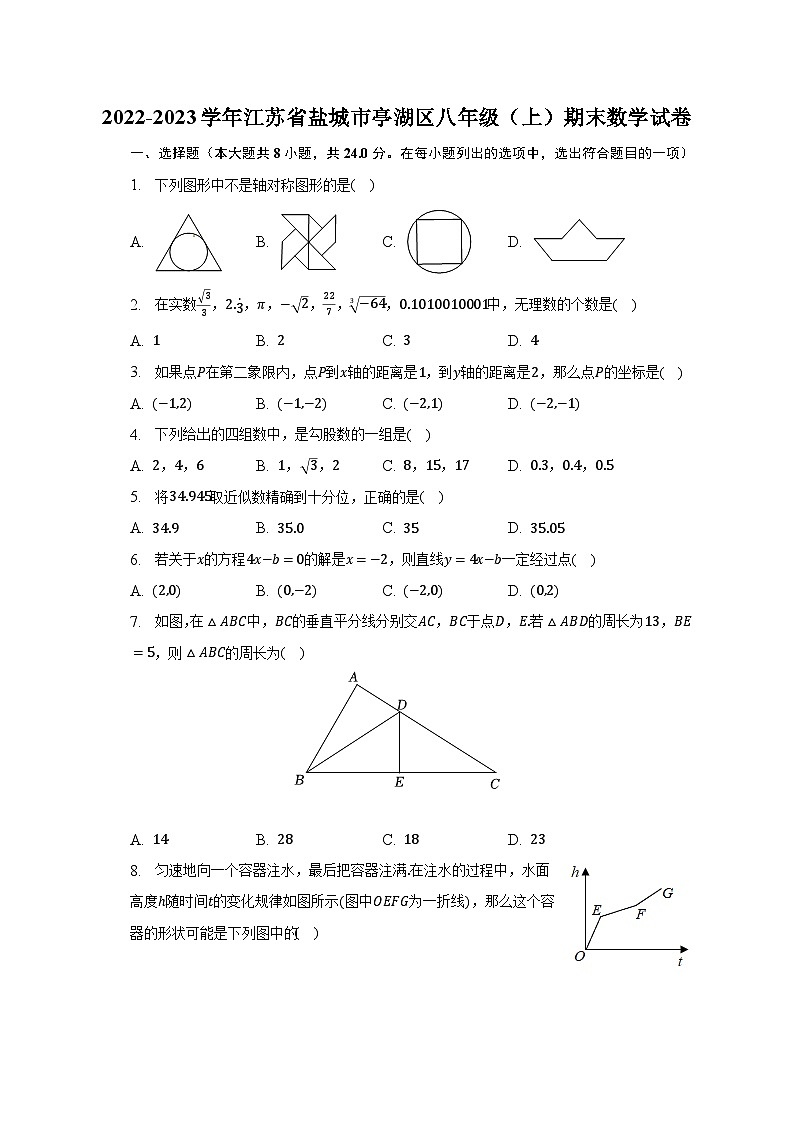 2022-2023学年江苏省盐城市亭湖区八年级（上）期末数学试卷（含解析）01