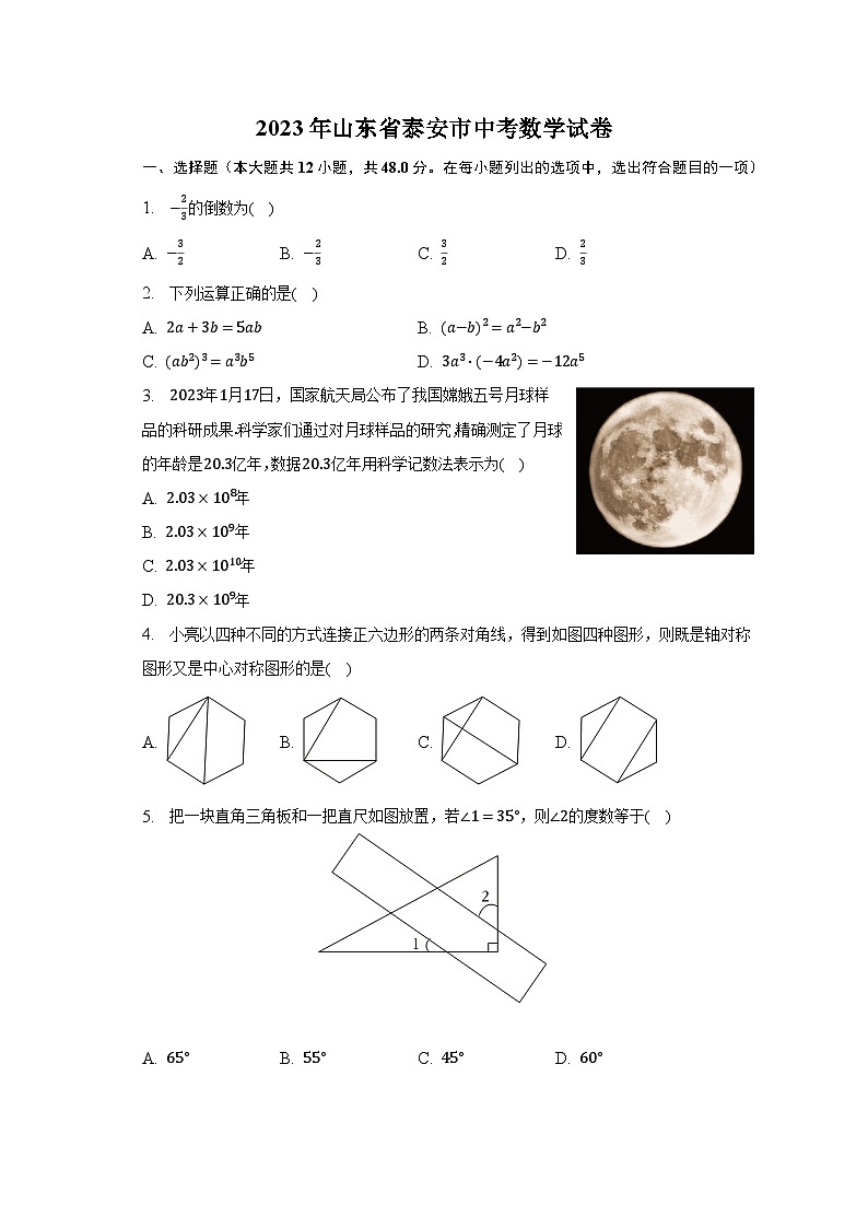 2023年山东省泰安市中考数学试卷（含解析）01