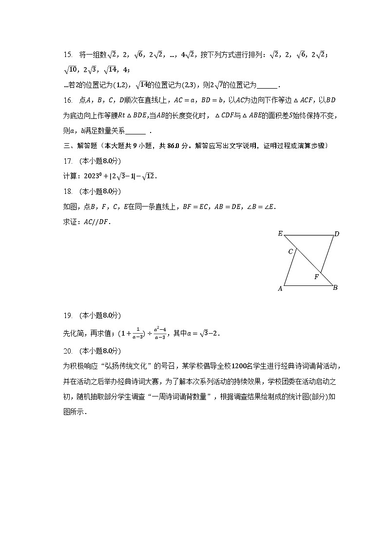 2023年福建省厦门市思明区双十中学中考数学模拟试卷（含解析）03