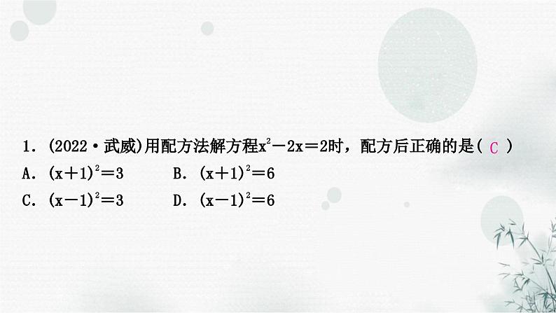 中考数学复习第二章方程(组)与不等式(组)第二节一元二次方程及其应用作业课件第2页