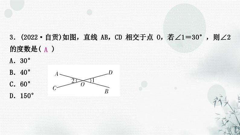 中考数学复习第四章三角形第一节几何初步及相交线与平行线作业课件第4页