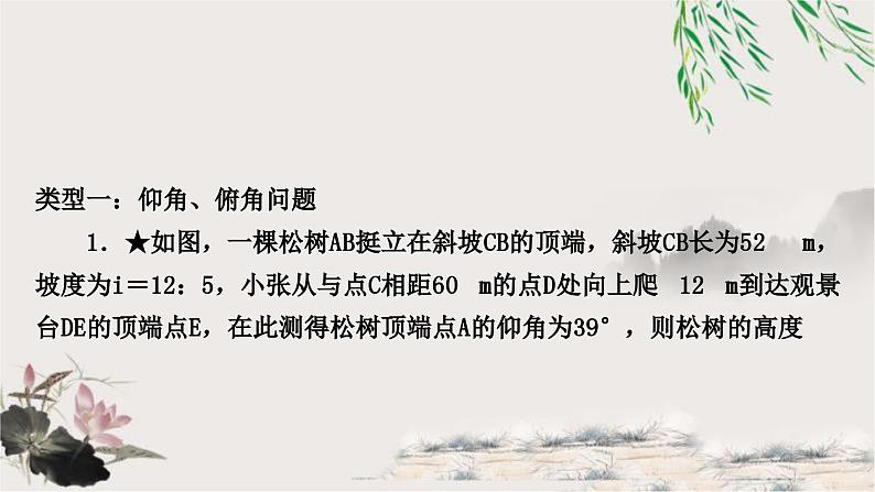 中考数学复习专项训练三类型一仰角、俯角问题作业课件第2页