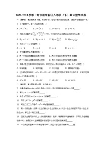 2022-2023学年上海市浦东新区八年级（下）期末数学试卷（含解析）