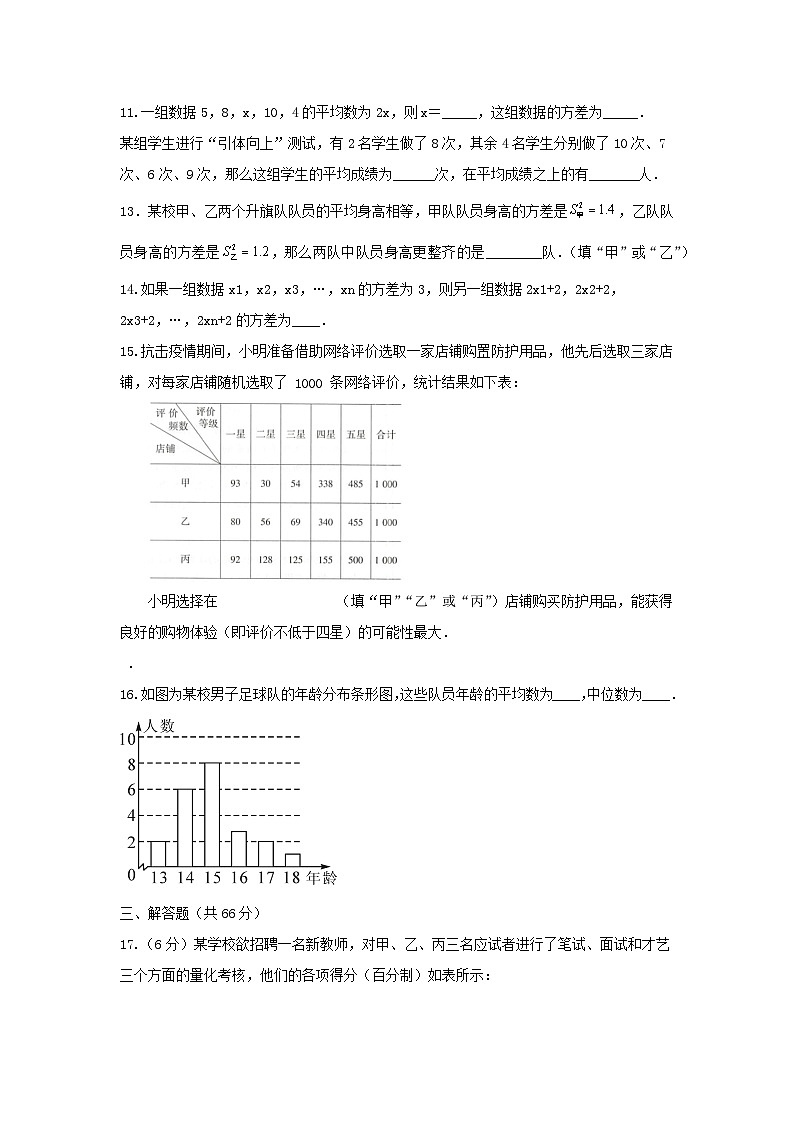 北师大版 八上第六章《数据的分析》单元同步提高卷03