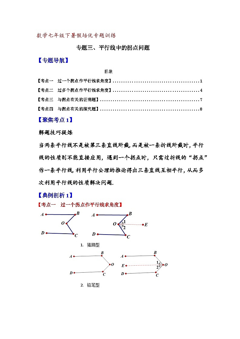 数学七年级下暑假培优专题训练（三）第1页