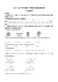 河南省驻马店市正阳县2022-2023学年八年级上学期期末数学试题（含答案）