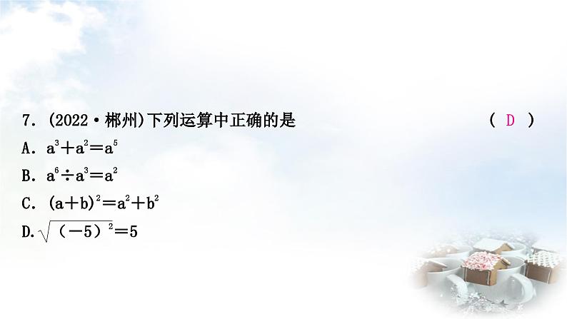 中考数学复习第一章数与式第三节代数式、整式与因式分解作业课件08