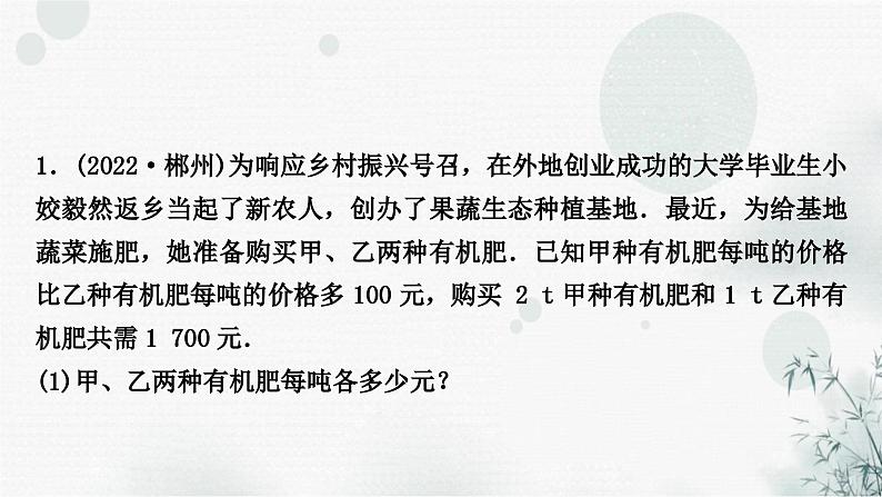 中考数学复习专项训练一实际应用与方案设计作业课件02