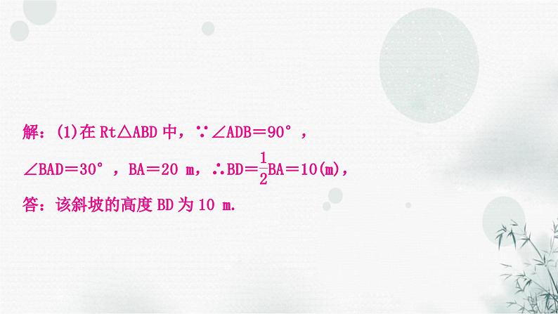 中考数学复习专项训练二解直角三角形的实际应用作业课件03