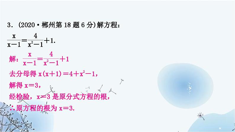 中考数学复习第二章方程(组)与不等式(组)第三节分式方程及其应用教学课件08