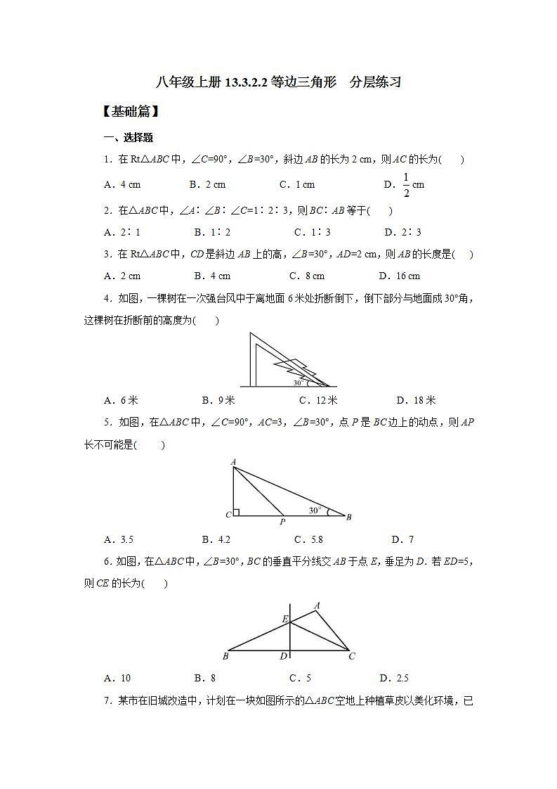 人教版初中数学八年级上册13.3.2.2等边三角形 课件PPT+教案+分层练习+预习案01