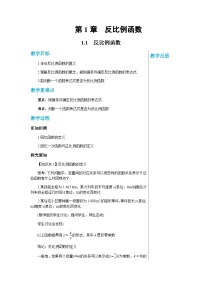 初中数学1.1 反比例函数优质课教学设计