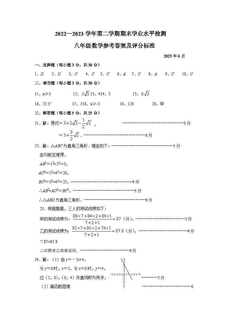 宁夏吴忠市利通区第一教研共同体2022-2023学年八年级下学期期末学业水平检测数学试题（含答案）01