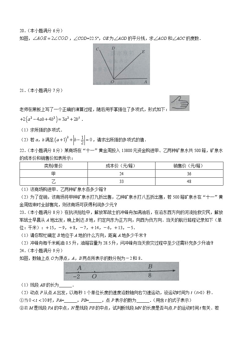 云南省昭通市巧家县2022-2023学年七年级上学期期末数学试题（含答案）03