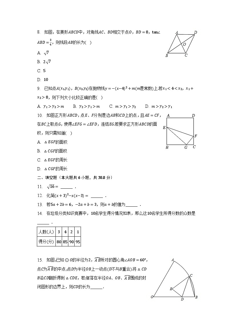 2023年浙江省宁波市余姚市钟公庙中学中考数学二模试卷（含解析）02