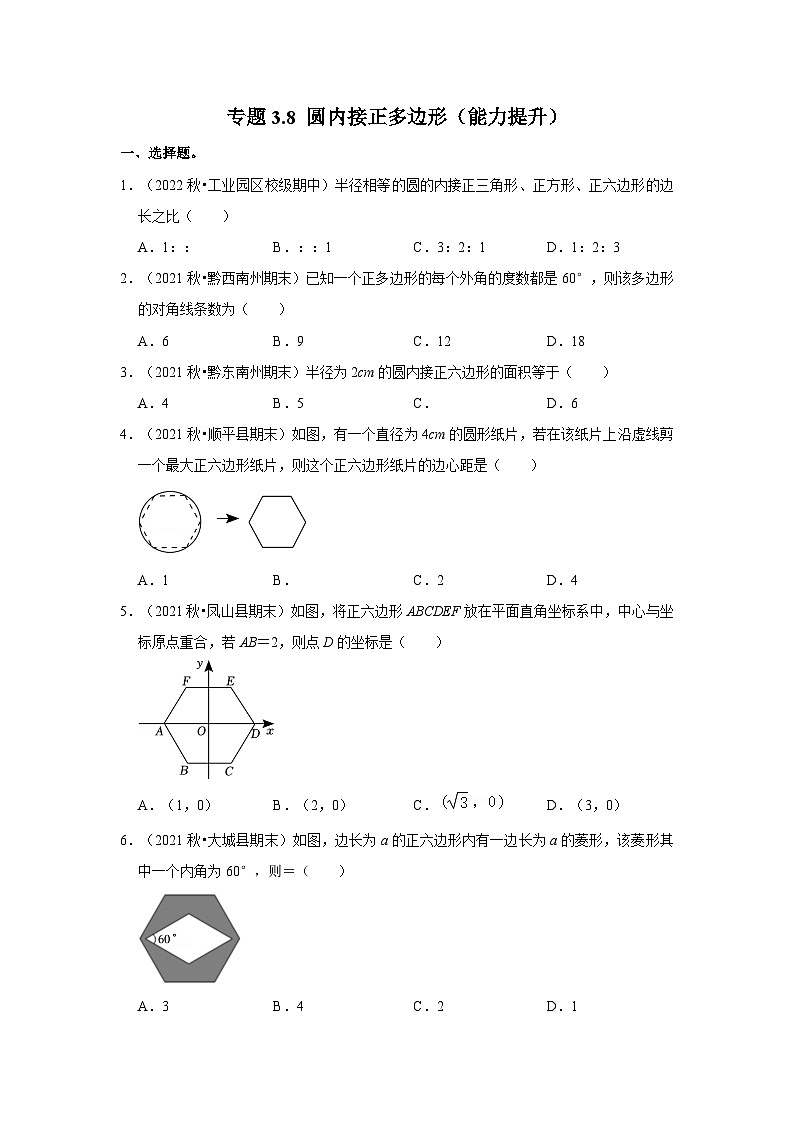专题3.8 圆内接正多边形（能力提升）-2023-2024学年九年级数学下册《同步考点解读•专题训练》（北师大版）01