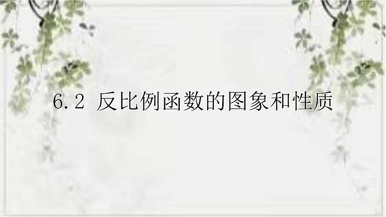 2022-2023学年数学浙教版八年级下册 6.2 反比例函数的图象和性质 课件01