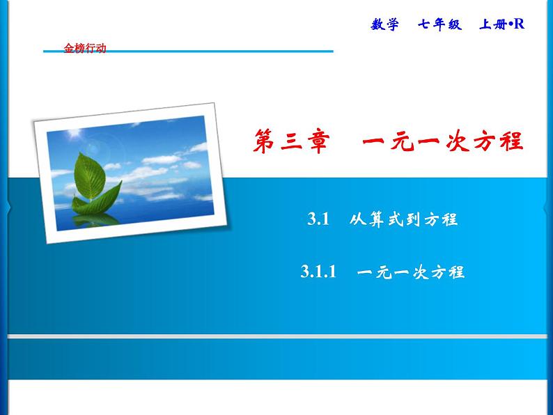 人教版数学七年级上册同步课时练习精品课件第3章 3.1.1　一元一次方程 (含答案详解)第1页