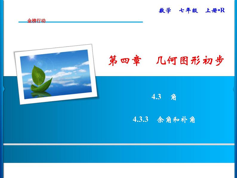 人教版数学七年级上册同步课时练习精品课件第4章 4.3.3　余角和补角 (含答案详解)01