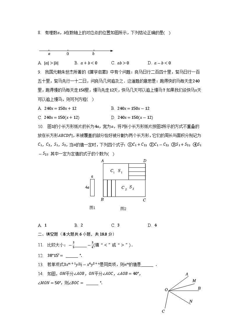 湖北省武汉市武昌区2022-2023学年七年级上学期期末数学试卷（含答案）第2页