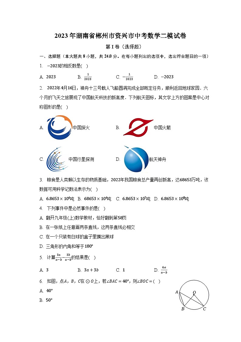 2023年湖南省郴州市资兴市中考数学二模试卷（含解析）01