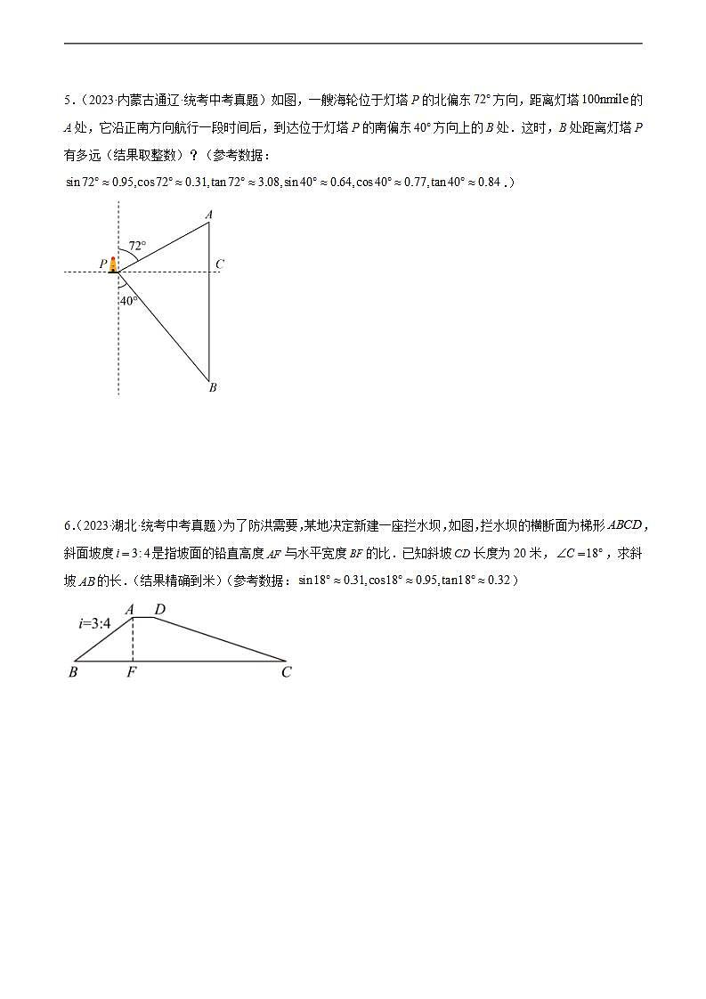 专题22 锐角三角函数及其应用（原卷版）第3页
