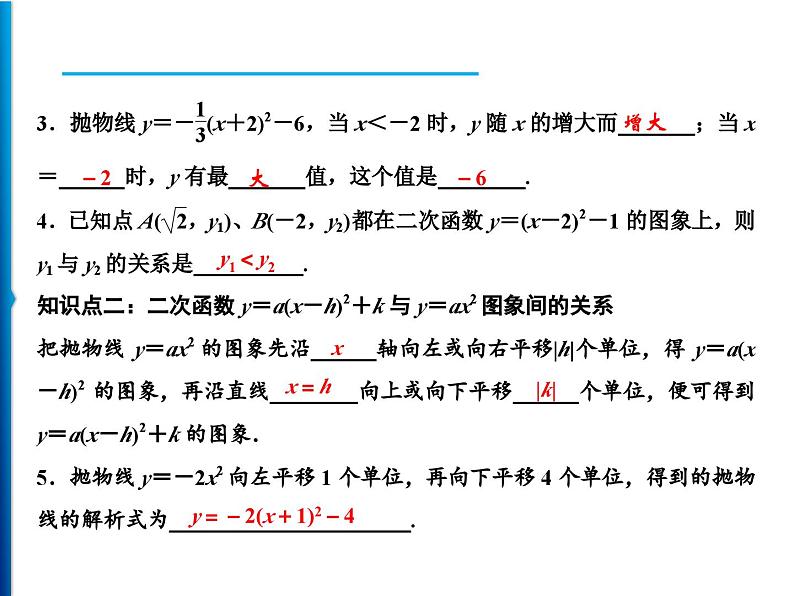 人教版数学九年级上册同步课时练习精品课件第22章 22.1.3 第2课时　二次函数y＝a(x－h)2＋k的图象和性质（含答案）06