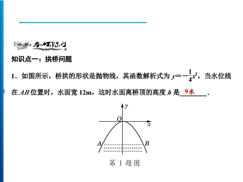 人教版数学九年级上册同步课时练习精品课件第22章 22.3 第2课时　抛物线形问题（含答案）05