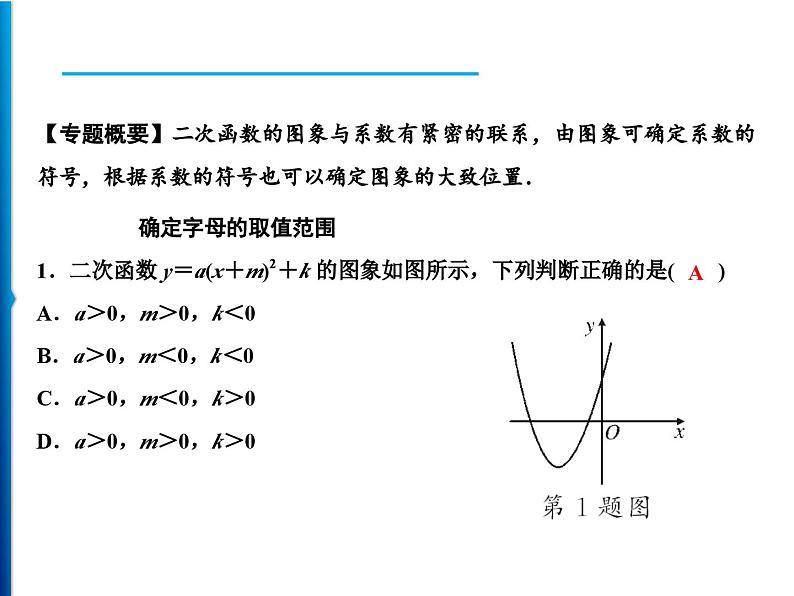 人教版数学九年级上册同步课时练习精品课件第22章 素养专题　二次函数的图象与系数的关系（含答案）02