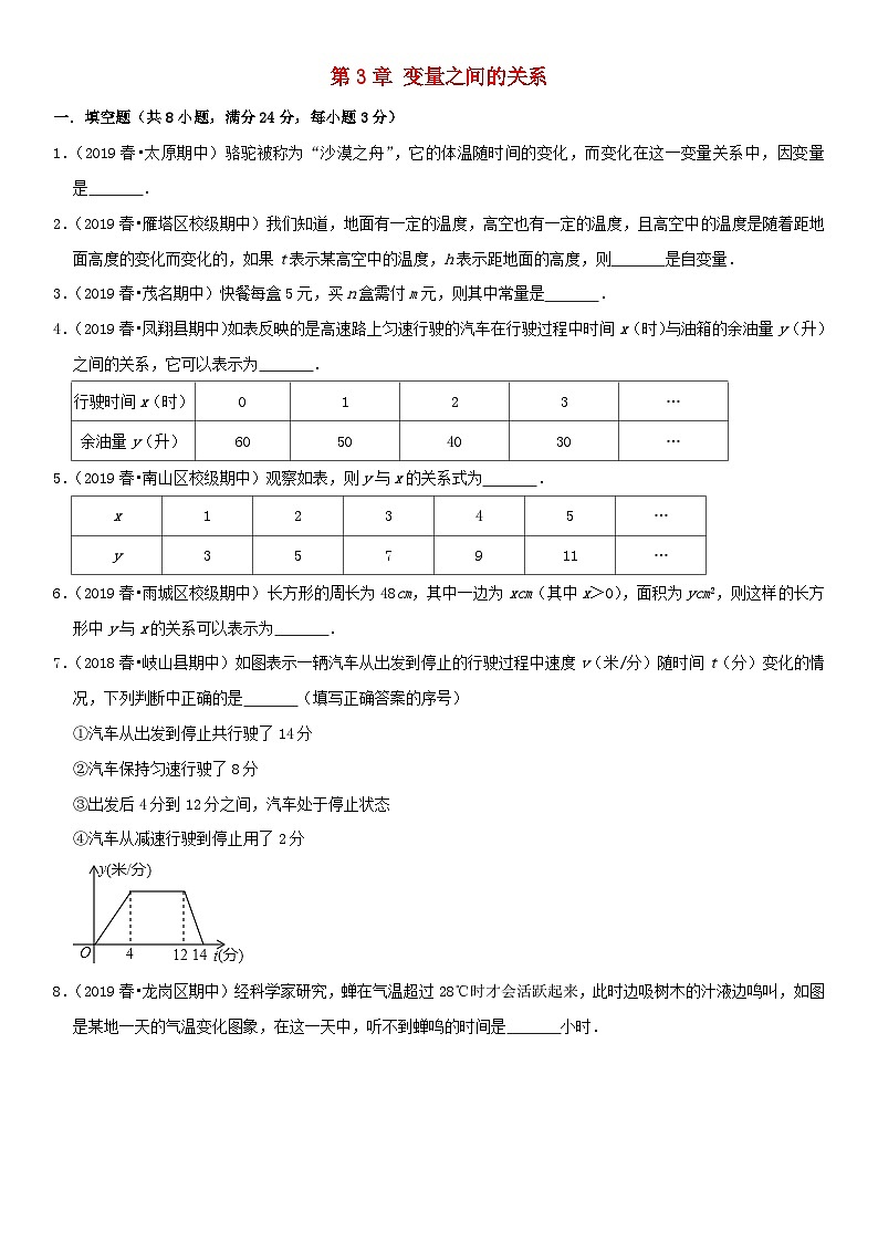 2023七年级数学下册第三章变量之间的关系单元测试卷新版北师大版第1页