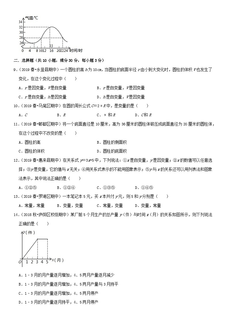 2023七年级数学下册第三章变量之间的关系单元测试卷新版北师大版第2页