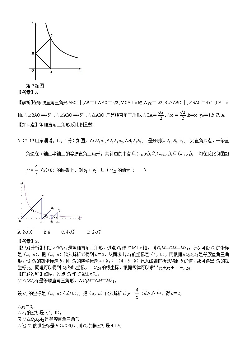 2023年中考数学 章节专项练习17  反比例函数图象、性质及其应用03