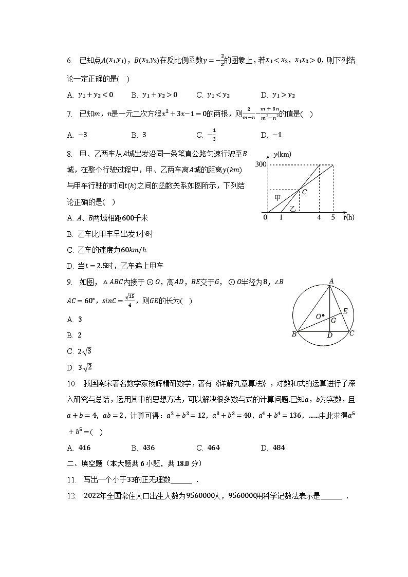 2023年湖北省武汉一初慧泉中学中考数学模拟试卷（6月份）（含解析）02