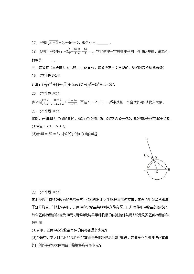 2023年湖南省邵阳市隆回县中考数学二模试卷（含解析）03