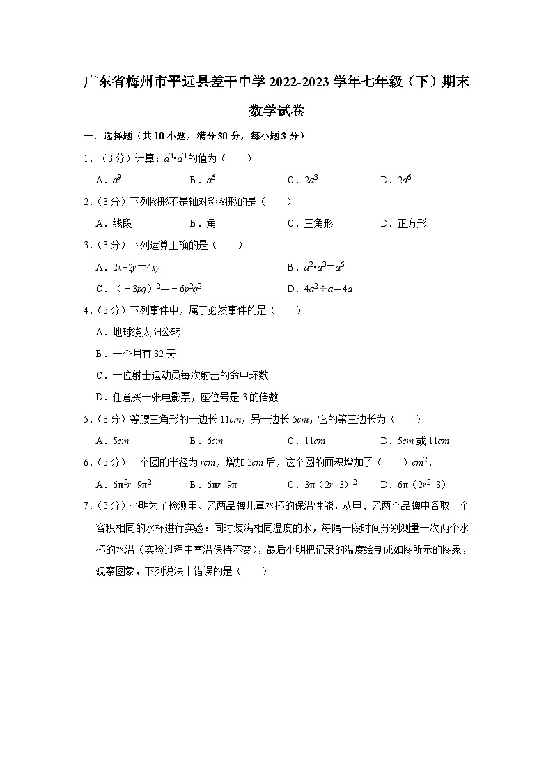 广东省梅州市平远县差干中学2022-2023学年七年级下学期期末数学试卷（含答案）01