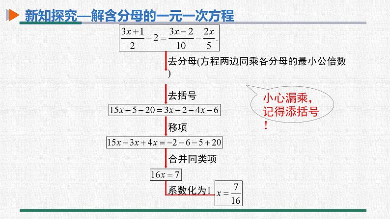 3.3 第2课时 用去分母解一元一次方程 课件 人教版数学七年级上册06