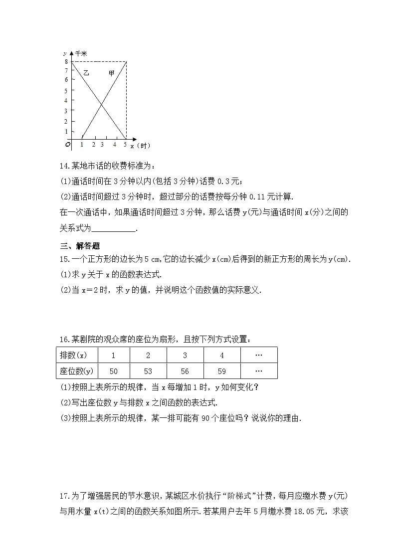 2023年青岛版数学七年级上册《5.5 函数的初步认识》课时练习（含答案）03