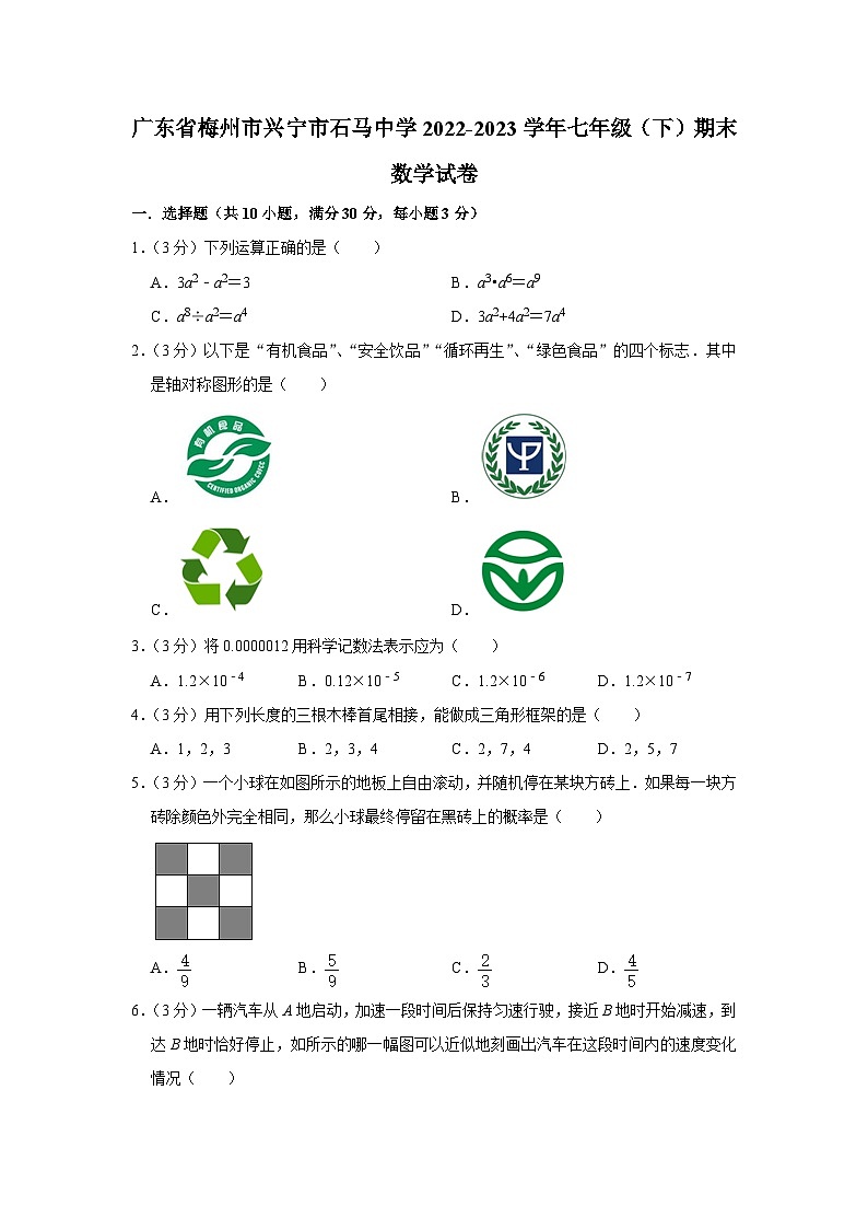 广东省梅州市兴宁市石马中学2022-2023学年七年级下学期期末数学试卷（含答案）01