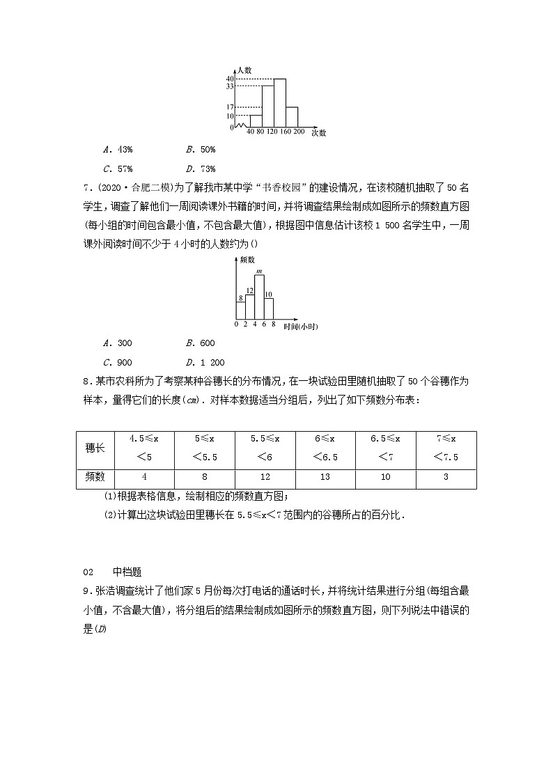 2023八年级数学下册第20章数据的初步分析20.1数据的频数分布同步练习新版沪科版 (1)02