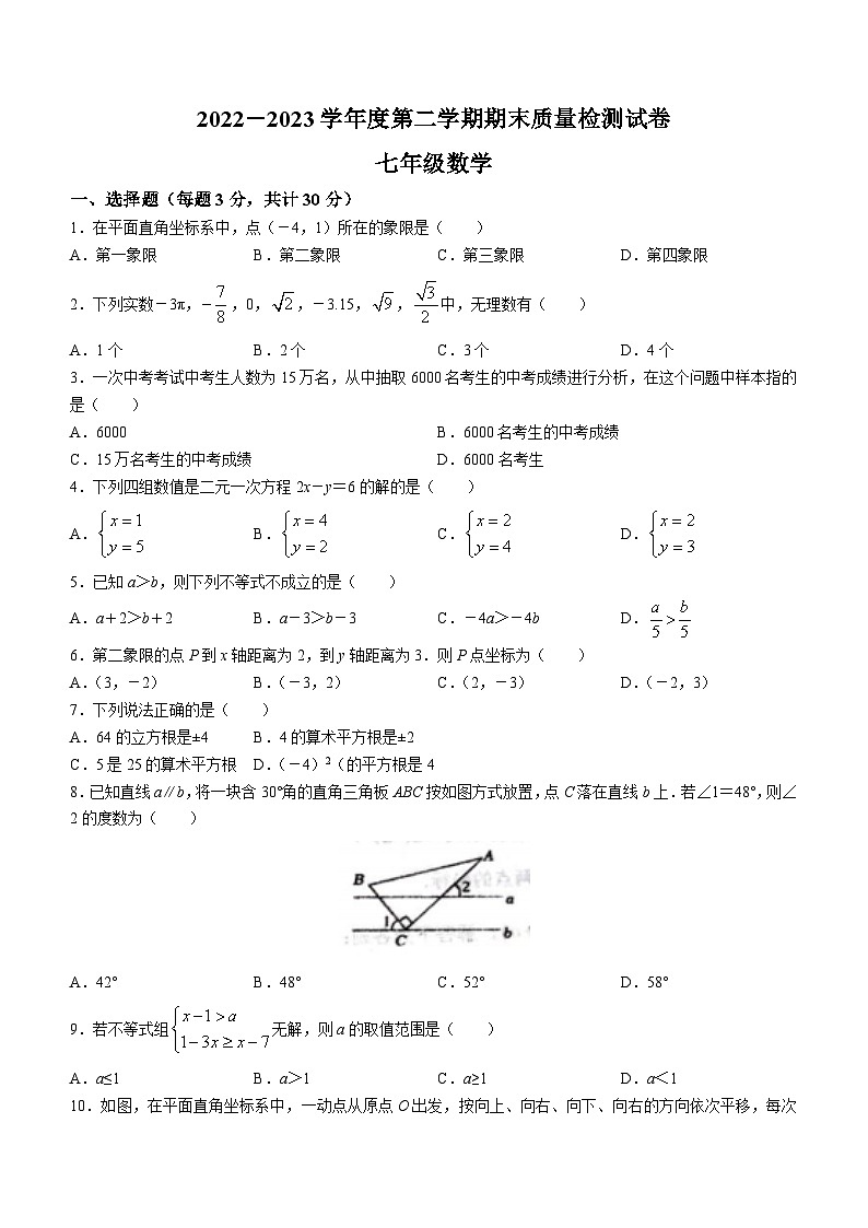 甘肃省平凉市崆峒区2022-2023学年七年级下学期期末数学试题（含答案）第1页