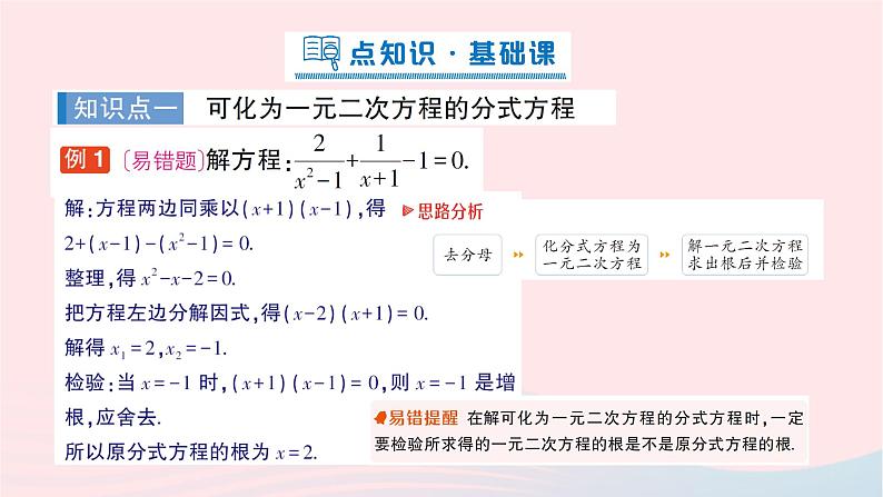 2023八年级数学下册第17章一元二次方程17.5一元二次方程的应用第3课时可化为一元二次方程的分式方程作业课件新版沪科版02