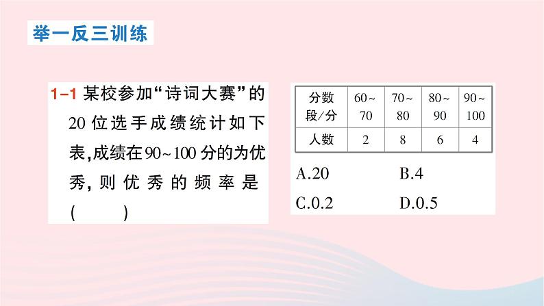 2023八年级数学下册第20章数据的初步分析20.1数据的频数分布作业课件新版沪科版04