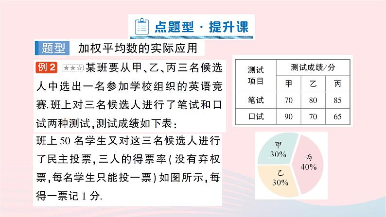 2023八年级数学下册第20章数据的初步分析20.2数据的集中趋势与离散程度20.2.1数据的集中趋势第2课时加权平均数作业课件新版沪科版06