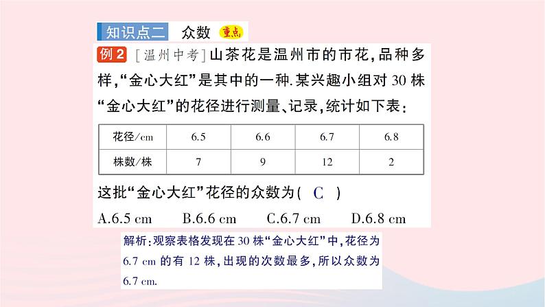 2023八年级数学下册第20章数据的初步分析20.2数据的集中趋势与离散程度20.2.1数据的集中趋势第3课时中位数与众数作业课件新版沪科版第6页